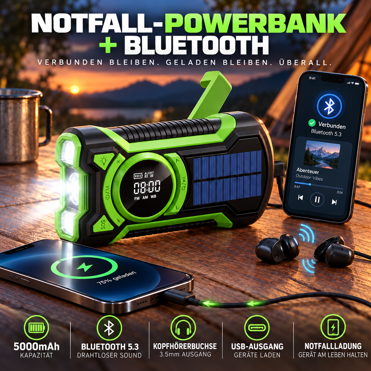 Nordspur | Crankora Handkurbel-Notfallradio