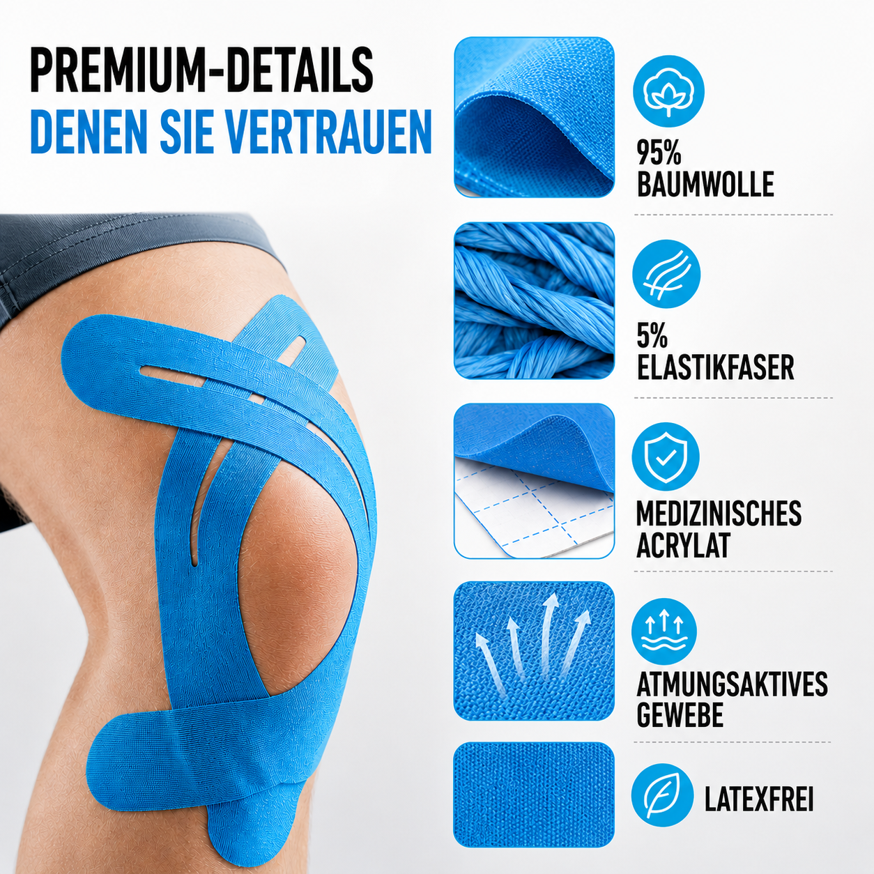 Nordspur | Flexitape Elastisches Atmungsaktives Kinesiology-Knie-Tape