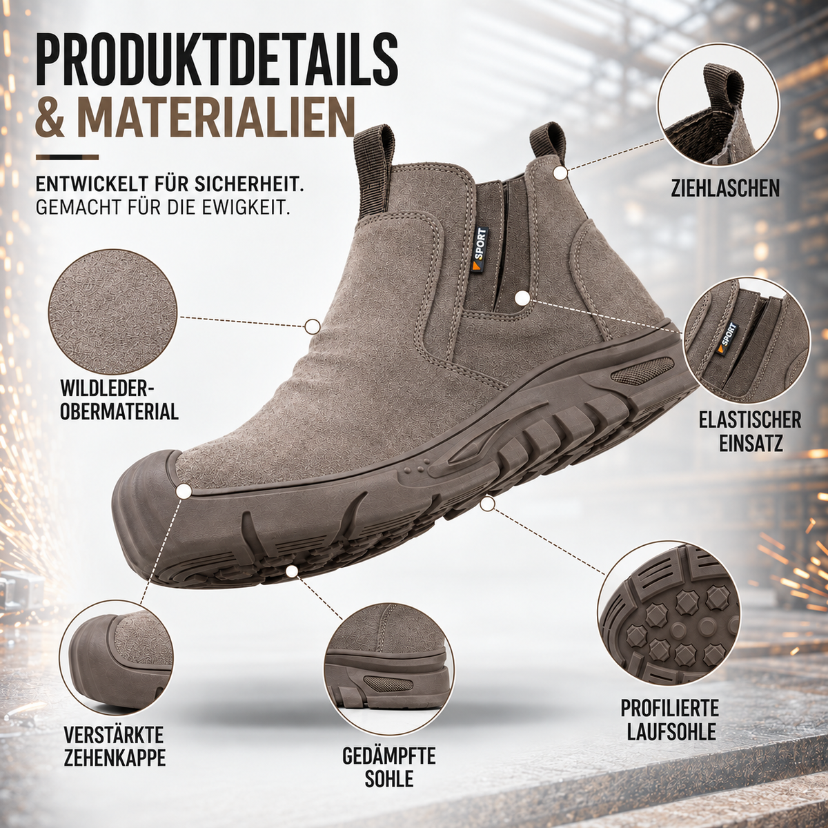Nordspur | ForgeTread Slip-On Sicherheitsstiefel, knöchelhoch
