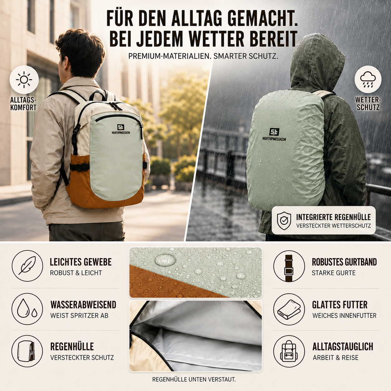 Nordspur | Leichter Nylon-Tagesrucksack