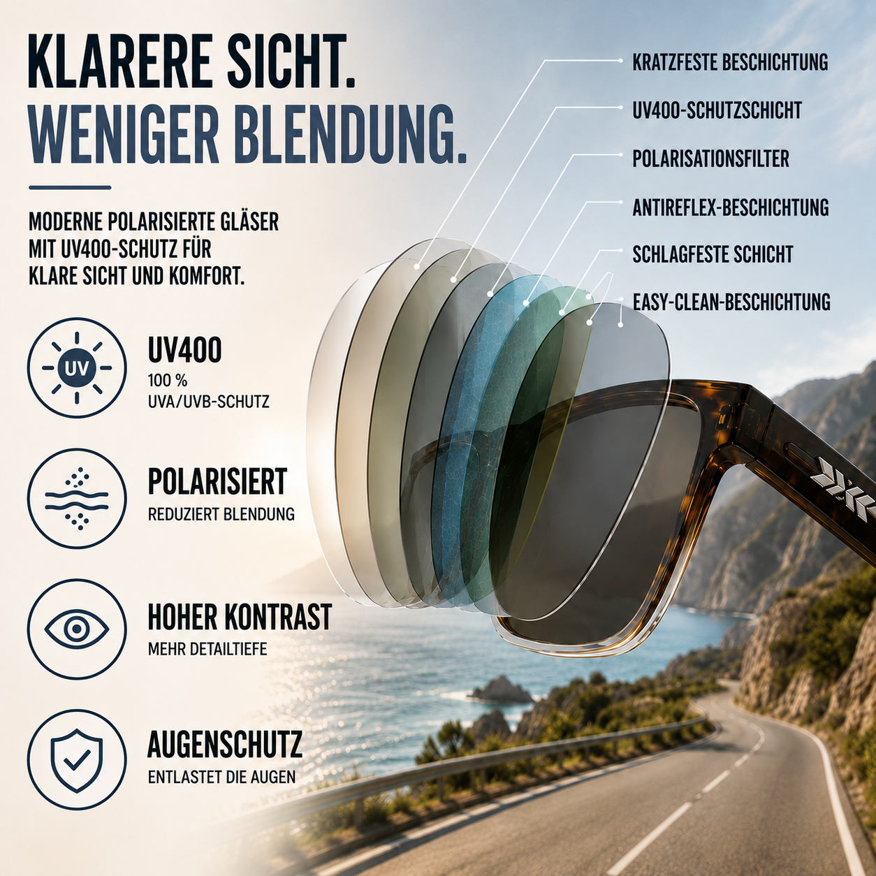 Nordspur | Squarex Eckige polarisierte Sonnenbrille