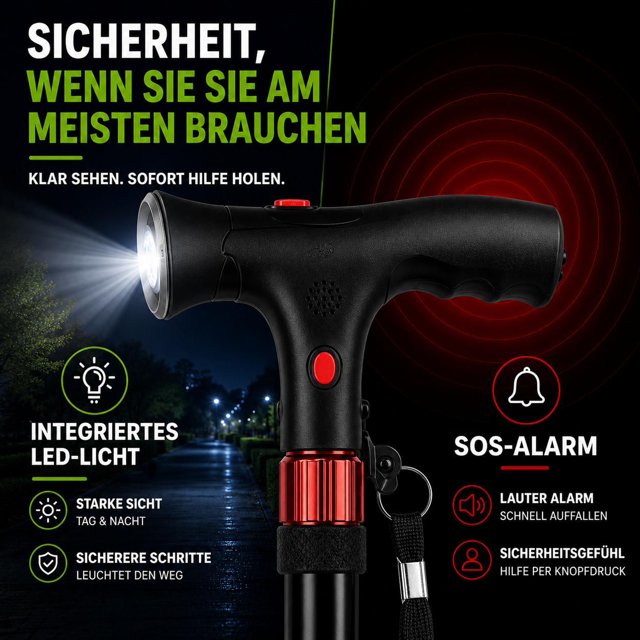 Nordspur | StabiliTrek Faltbarer Aluminium-Vierpunktstock