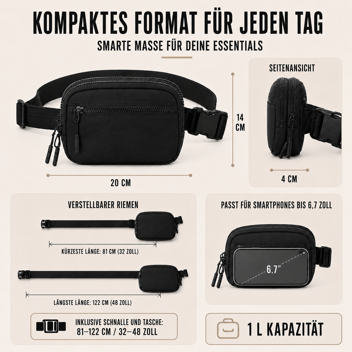 Nordspur | Strapwell Leichte Nylon-Gürteltasche