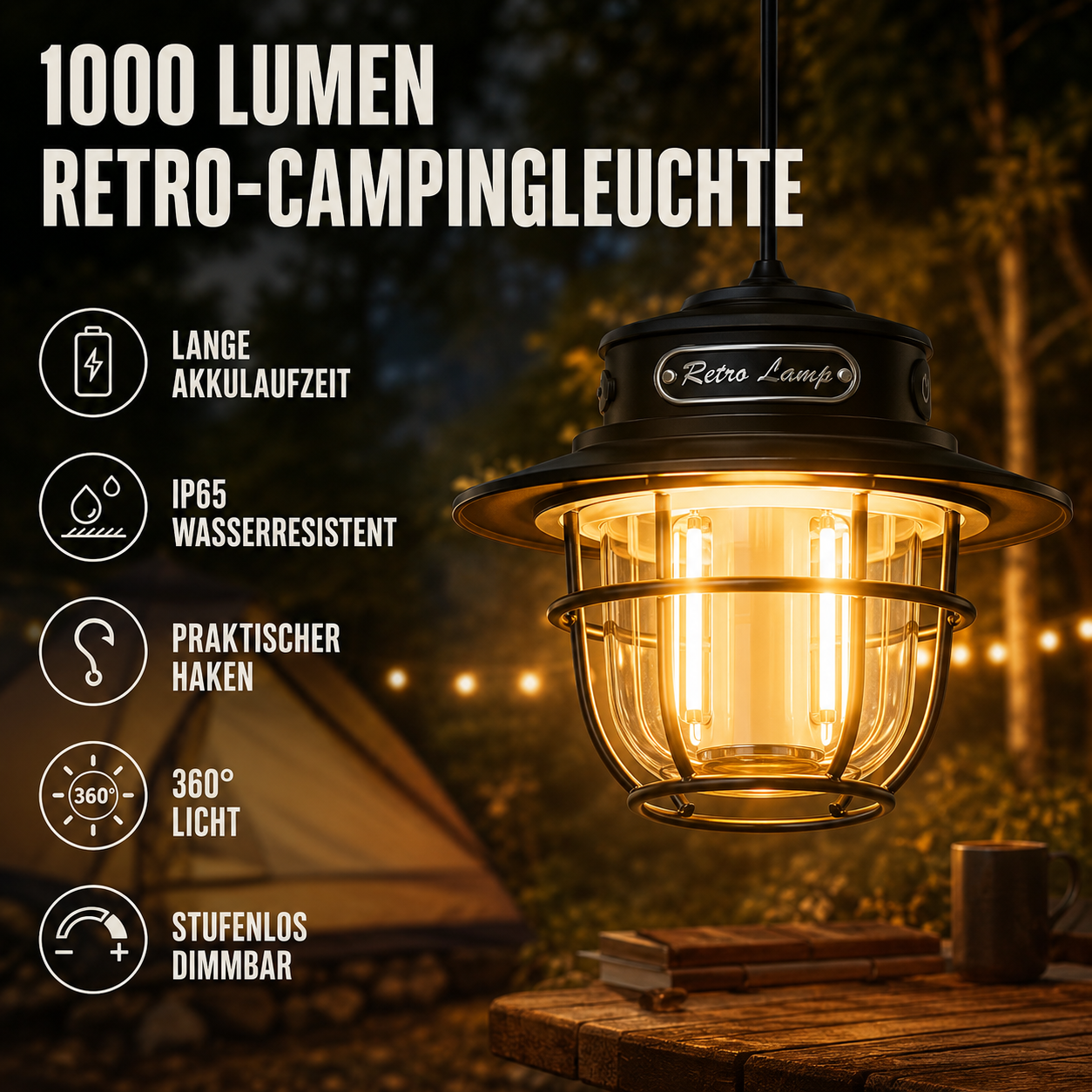 Campinglampe LED dimmbar – LichtNest Retro