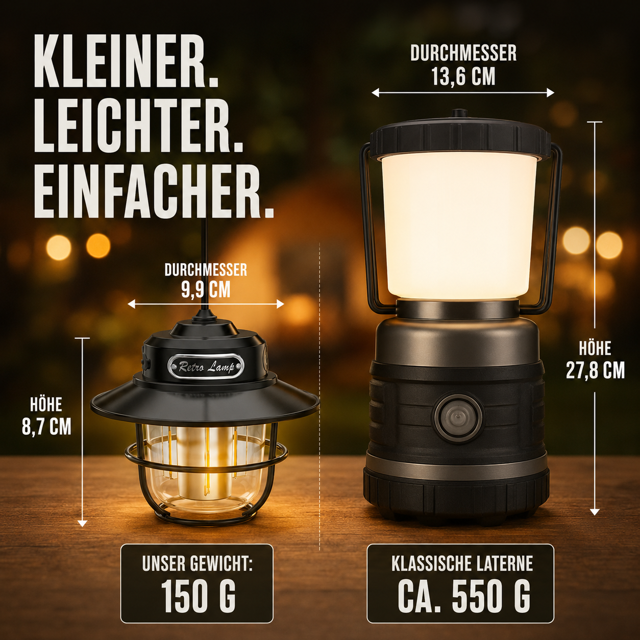 Campinglampe LED dimmbar – LichtNest Retro