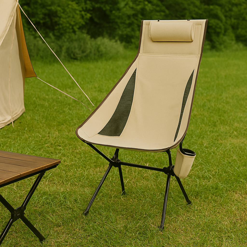 Faltstuhl mit Kopfstütze & Aluminiumrahmen – CampNest Chair