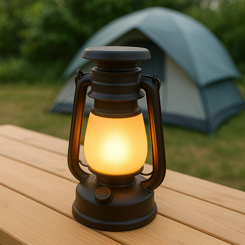 USB-Campinglaterne dimmbar im Retro-Stil – LumaFeuer