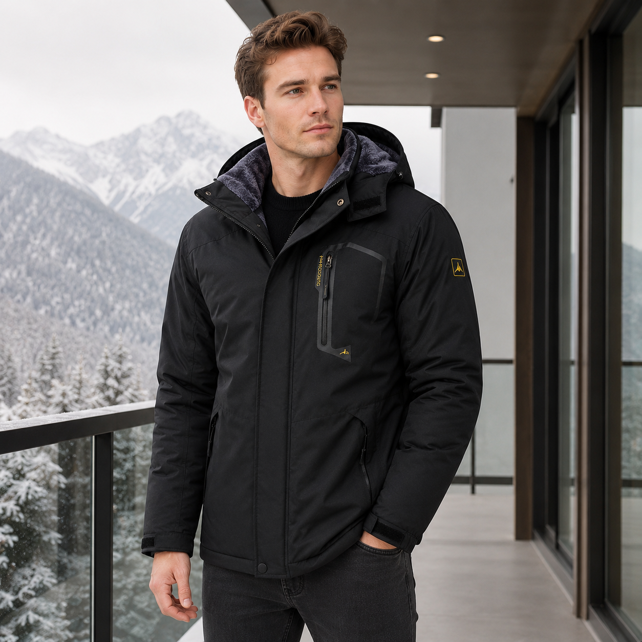 Wasserdichte Outdoorjacke für Herren – Mantel mit abnehmbarer Kapuze