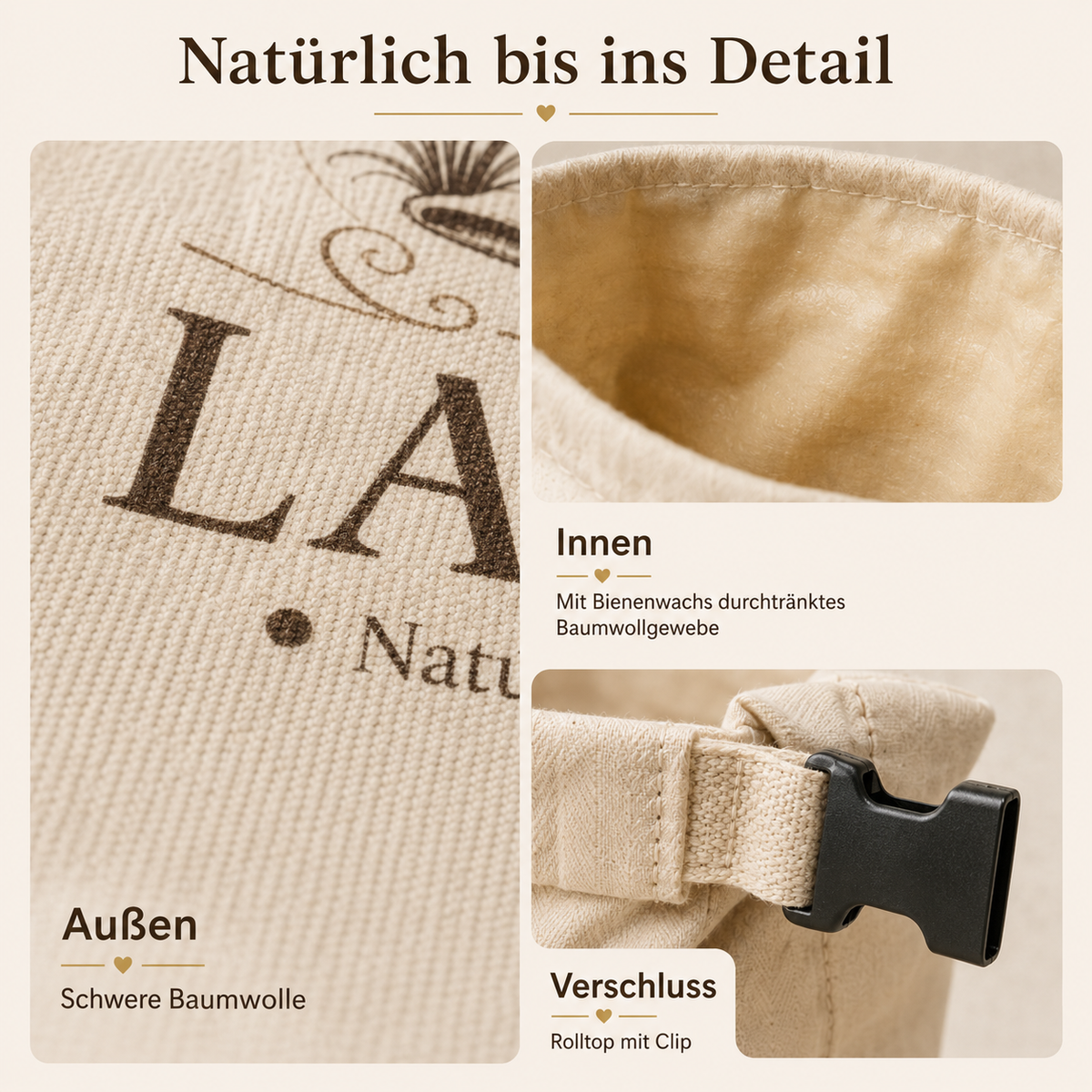 Handgemachter natürlicher Brotbeutel aus Bienenwachs