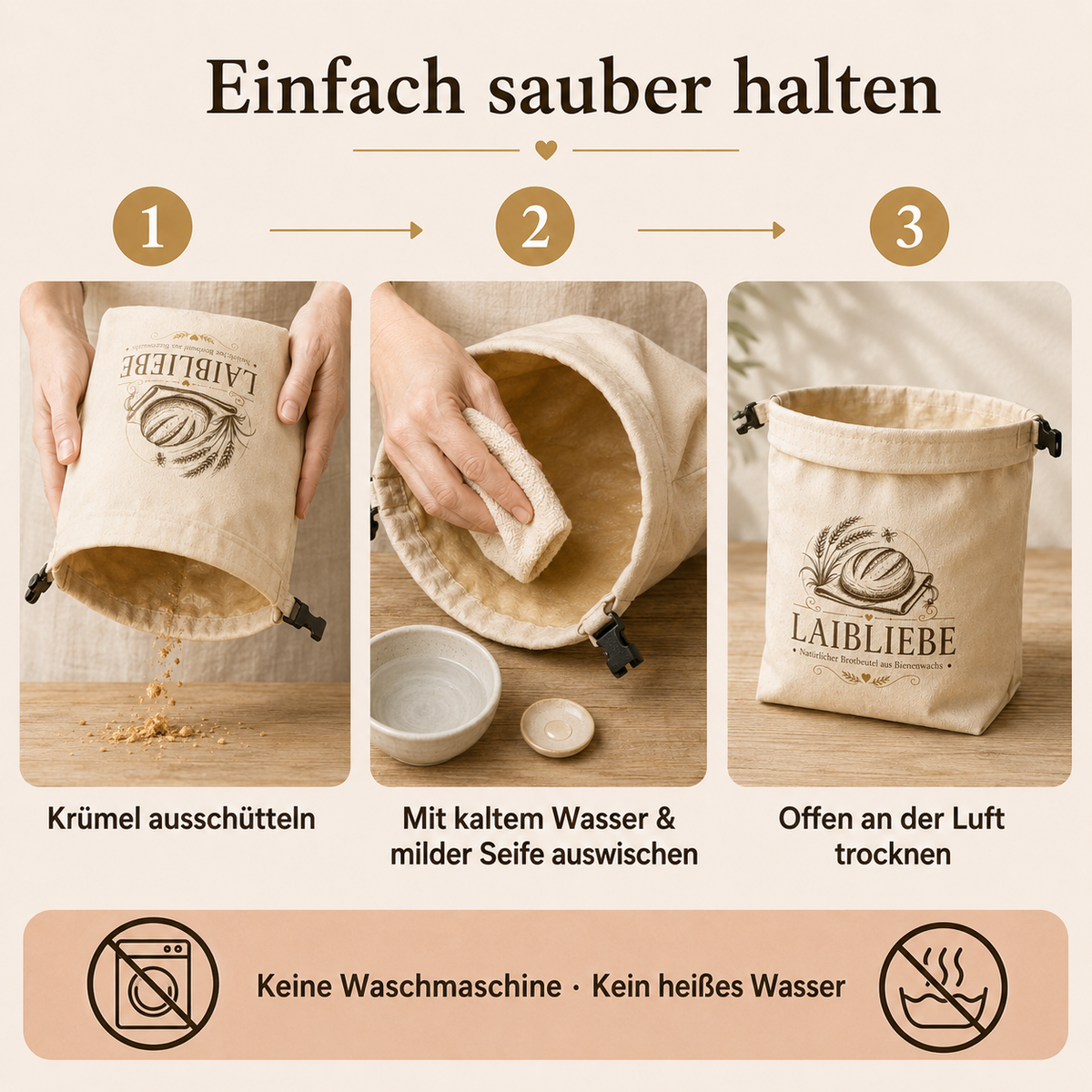 Handgemachter natürlicher Brotbeutel aus Bienenwachs