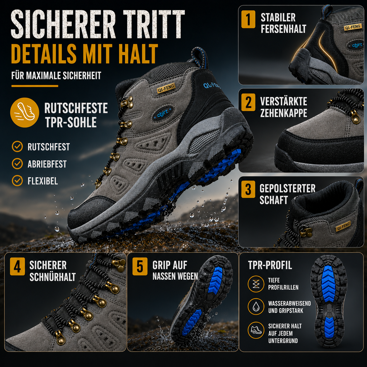 Orthopädische Wanderschuhe wasserdicht & rutschfest – TrailGuard Comfort