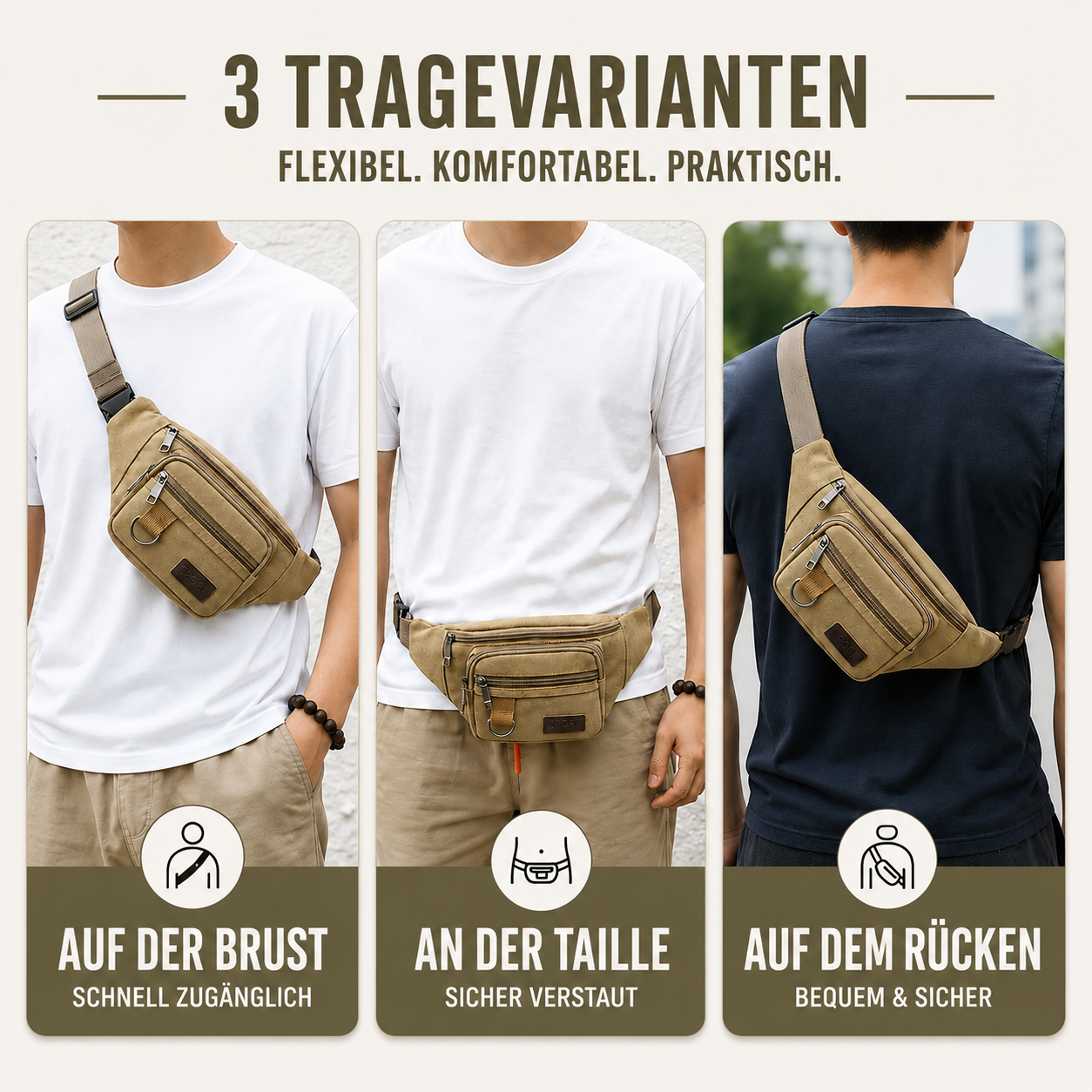 Nordspur | Canvasoro Dicke Canvas-Gürteltasche