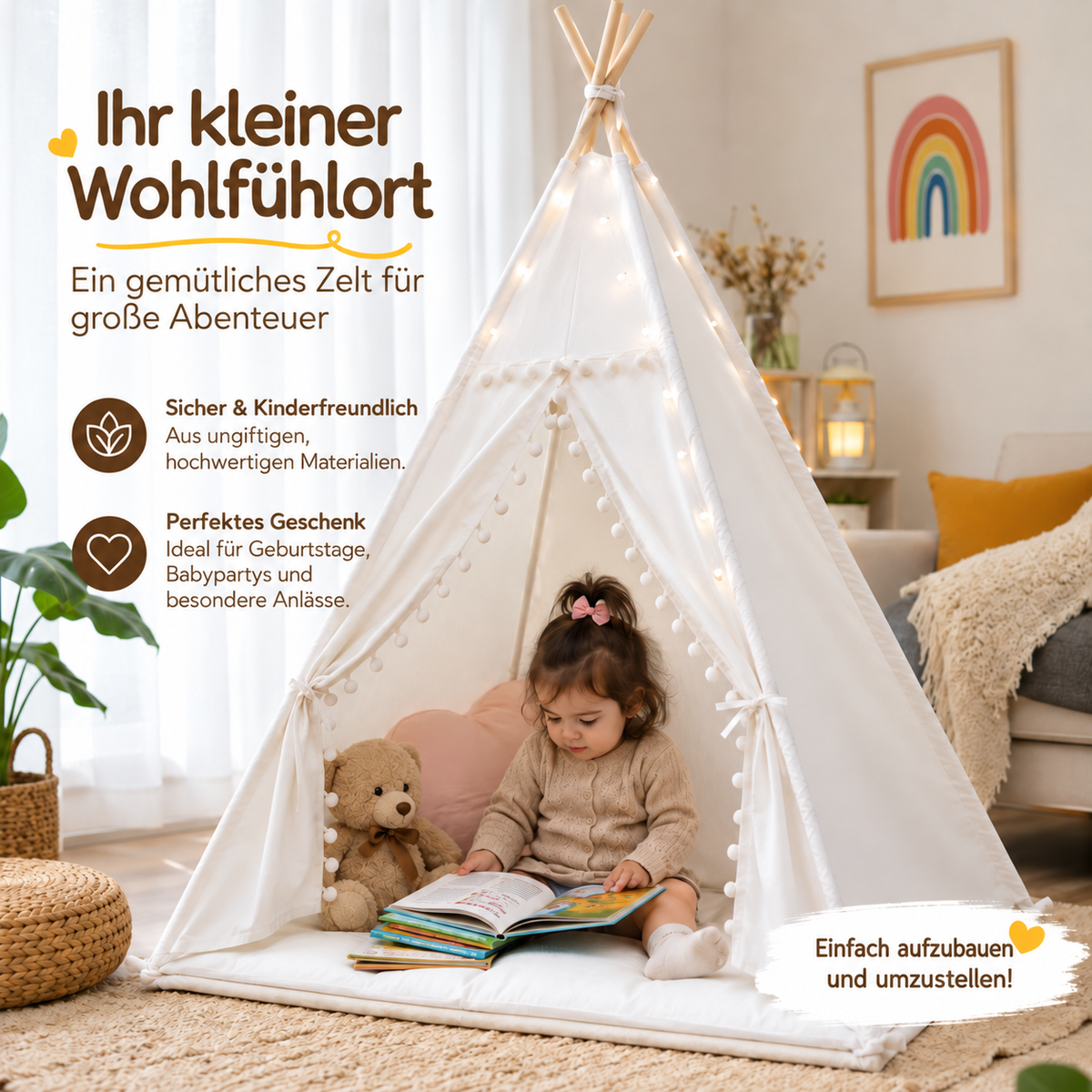 Nordspur | Kinder Tipi-Spielzelt für Innen und Außen