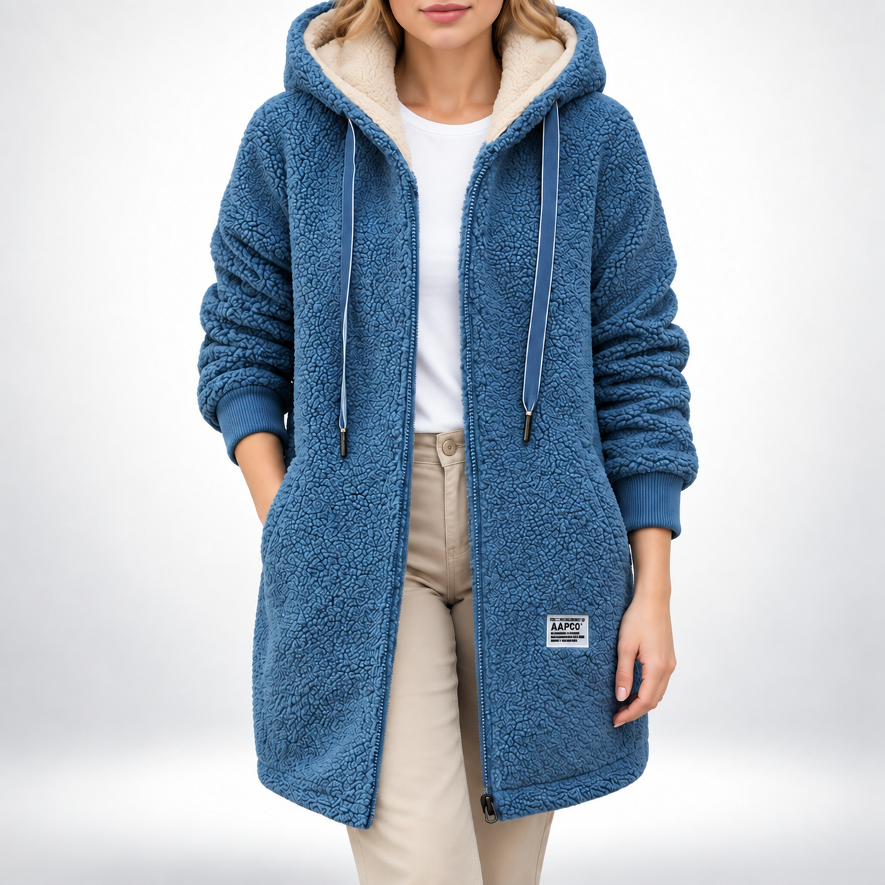 Damen Fleecejacke mit Kapuze & Taschen – CozyWarm Birgitta