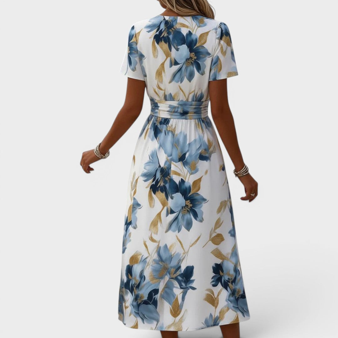 Blumen-Wickelkleid in Midi-Länge