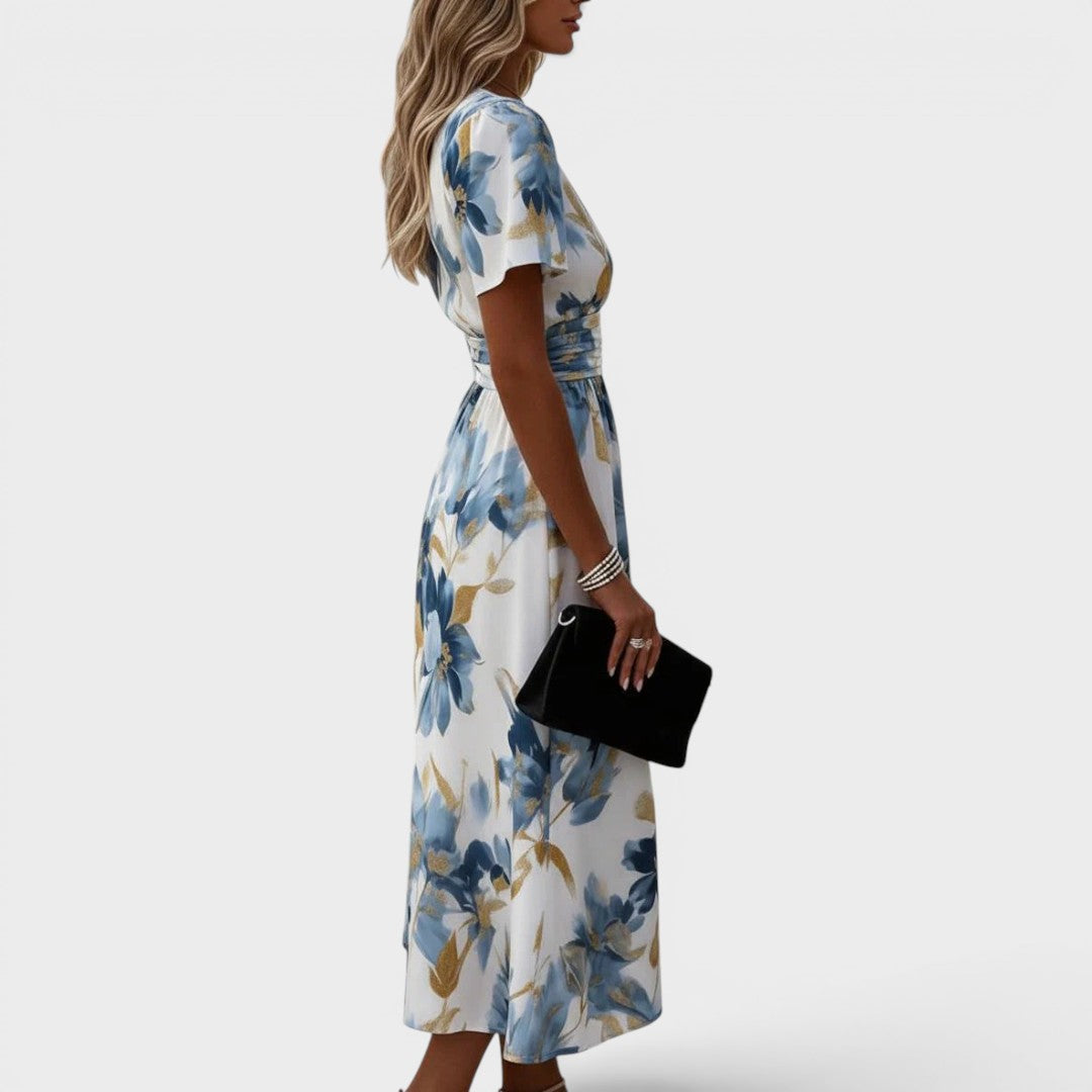 Blumen-Wickelkleid in Midi-Länge