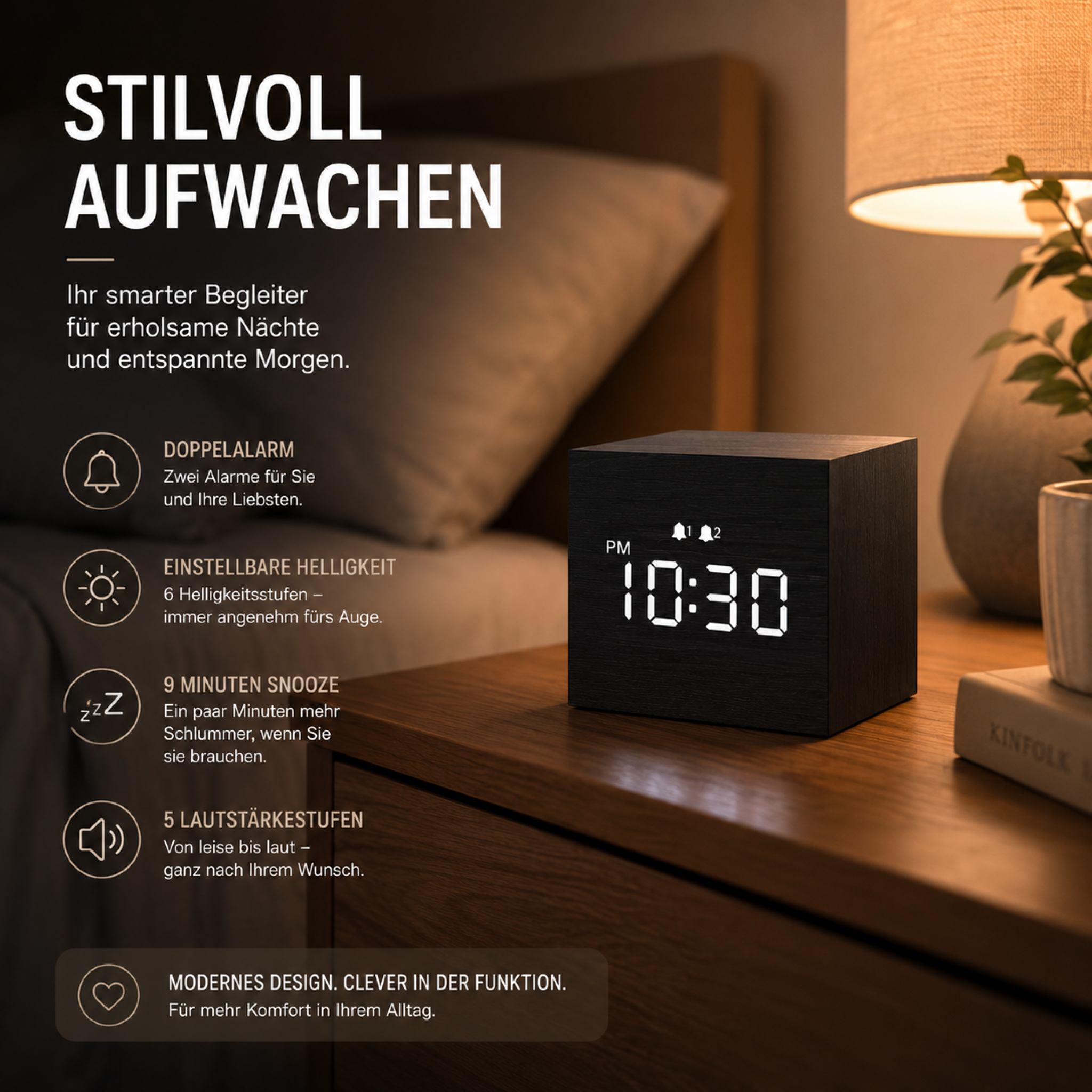Digitaler Wecker mit LED-Anzeige & Sprachsteuerung – CubeGlow Clock