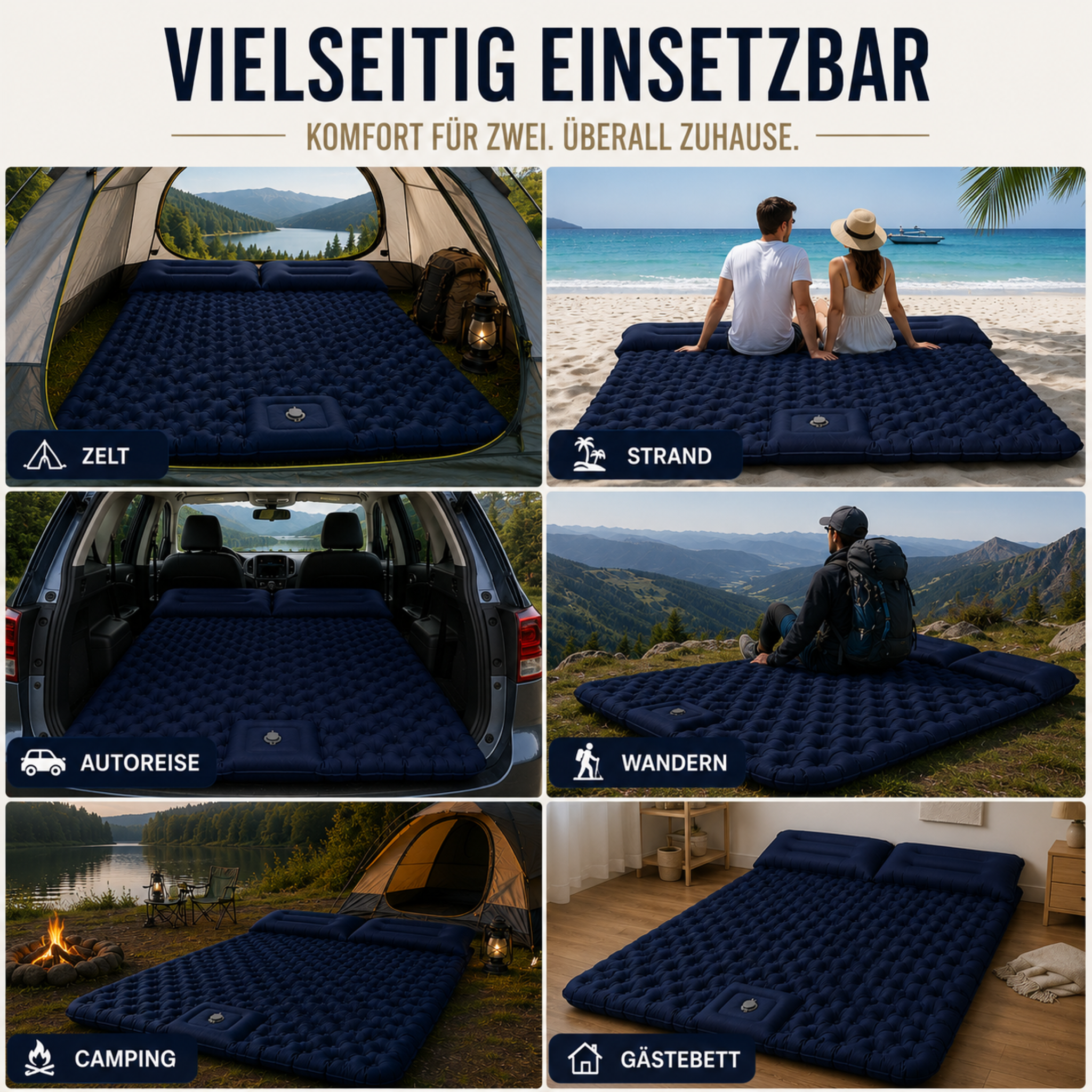 Doppelte Camping Isomatte mit Fußpumpe – AirNest Duo