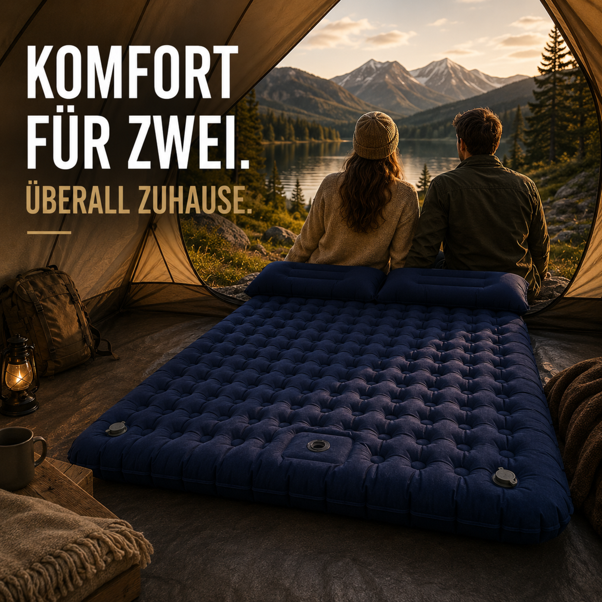 Doppelte Camping Isomatte mit Fußpumpe – AirNest Duo