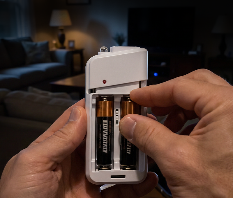 Tragbares Notladegerät mit AA-Batterien – USB-Aufladung, kompakt und mit LED-Taschenlampe – perfekt für Reisen, Pendelverkehr und Stromausfall