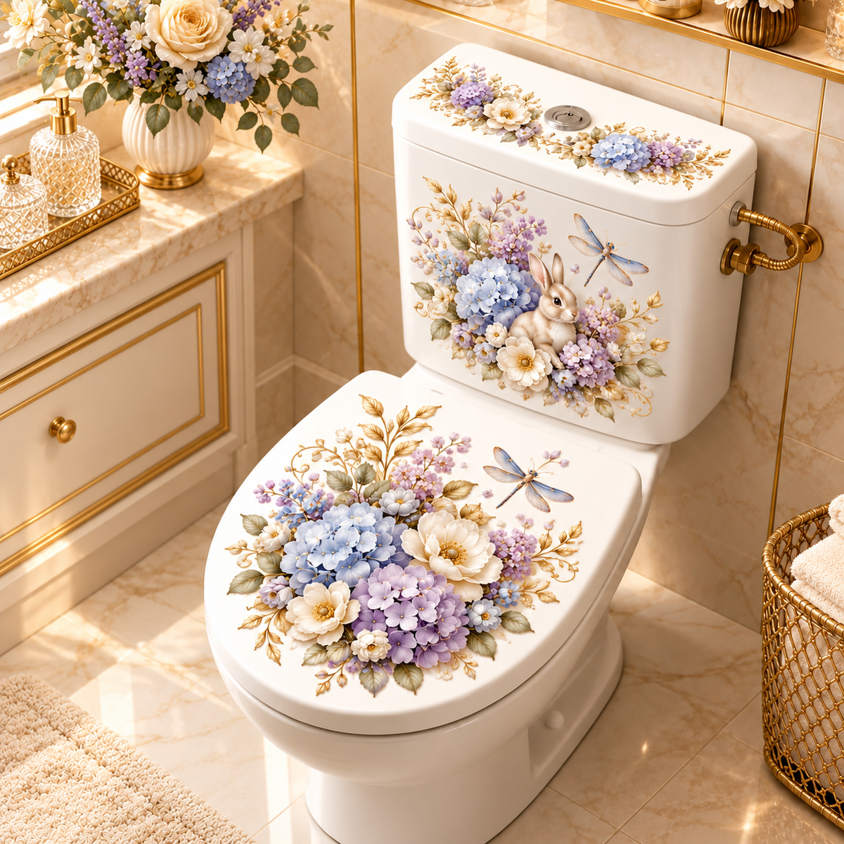 Tier- & Blumen-WC-Aufkleber – 5 charmante Designs für elegante Badezimmerdekoration