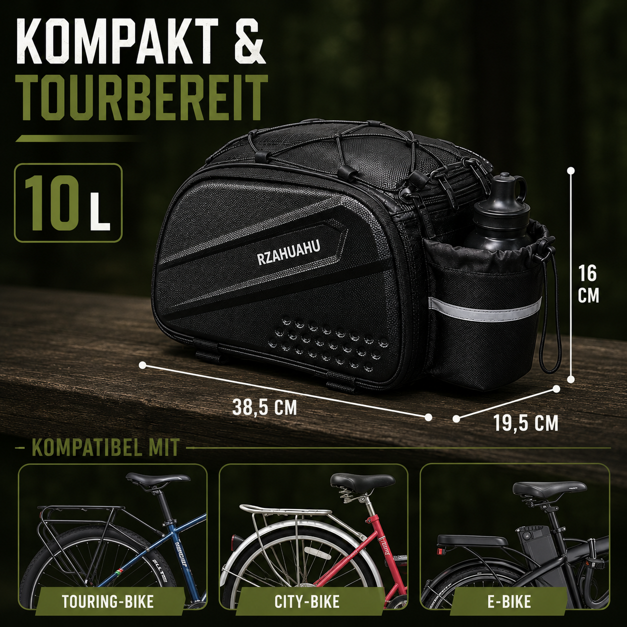 Fahrrad-Gepäckträgertasche mit Reflexstreifen & großer Kapazität – RadPack Pro