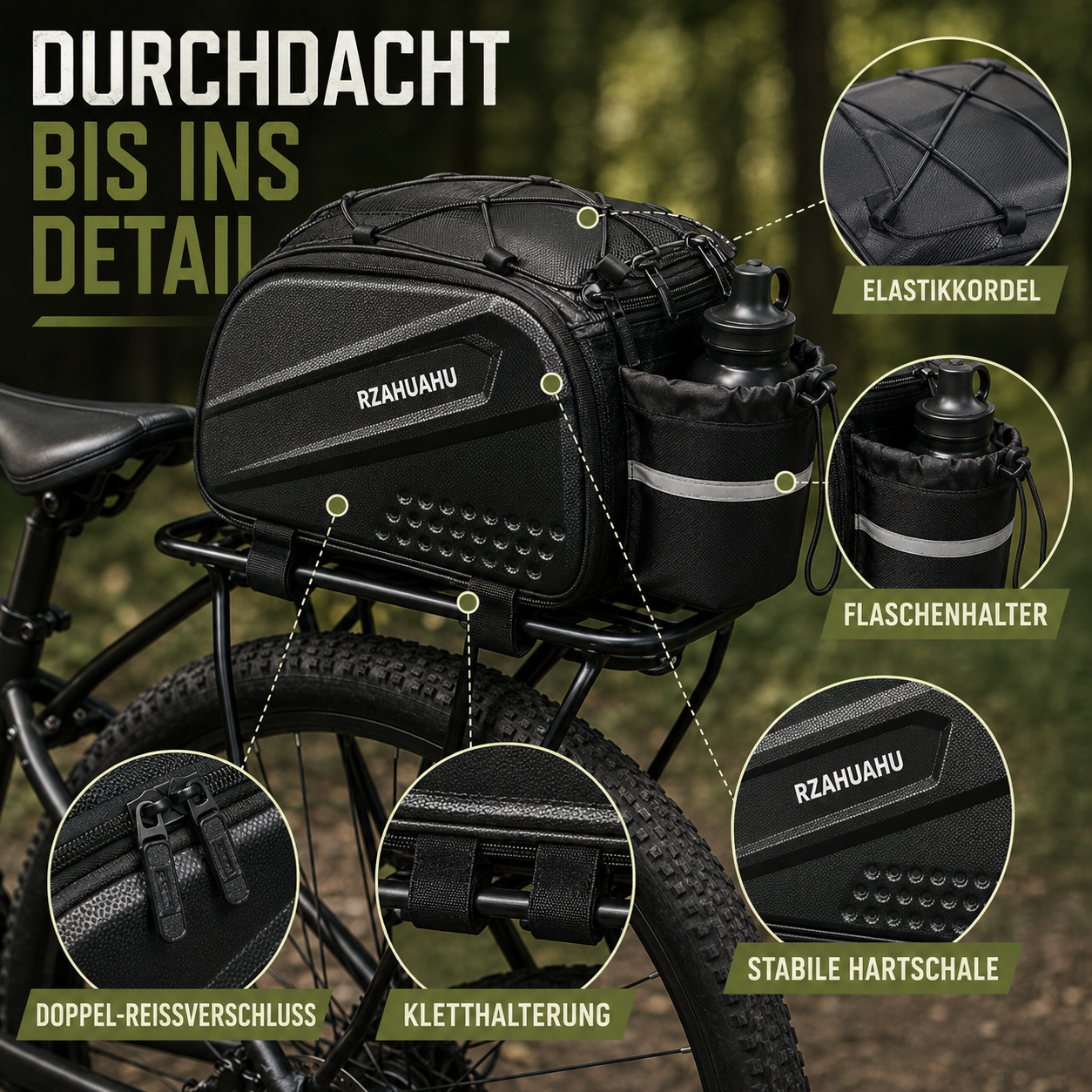 Fahrrad-Gepäckträgertasche mit Reflexstreifen & großer Kapazität – RadPack Pro