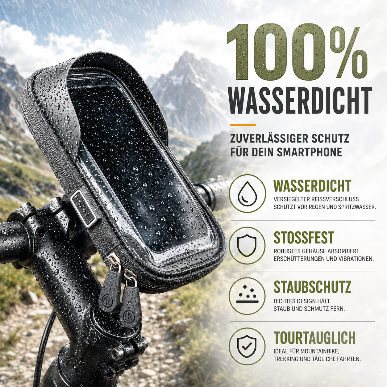 Fahrrad-Handyhalterung wasserdicht mit Touchscreen – TouchRide 6.4