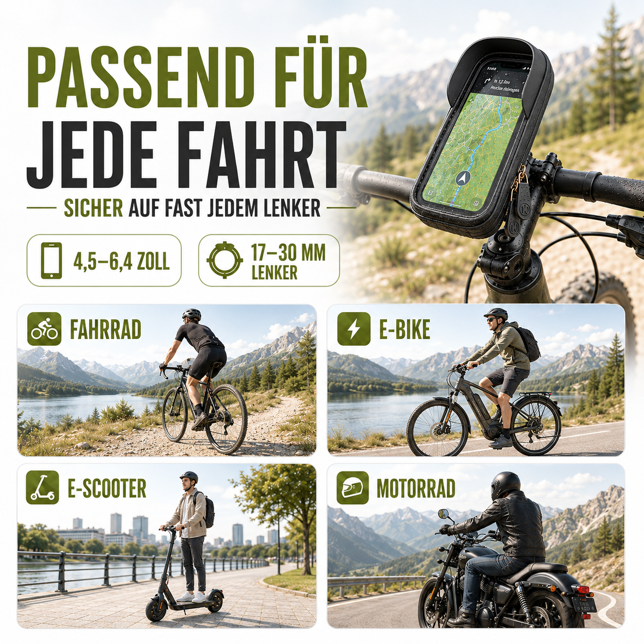 Fahrrad-Handyhalterung wasserdicht mit Touchscreen – TouchRide 6.4