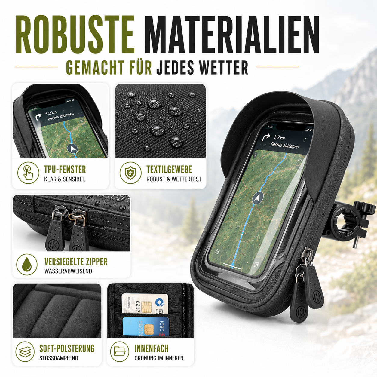 Fahrrad-Handyhalterung wasserdicht mit Touchscreen – TouchRide 6.4