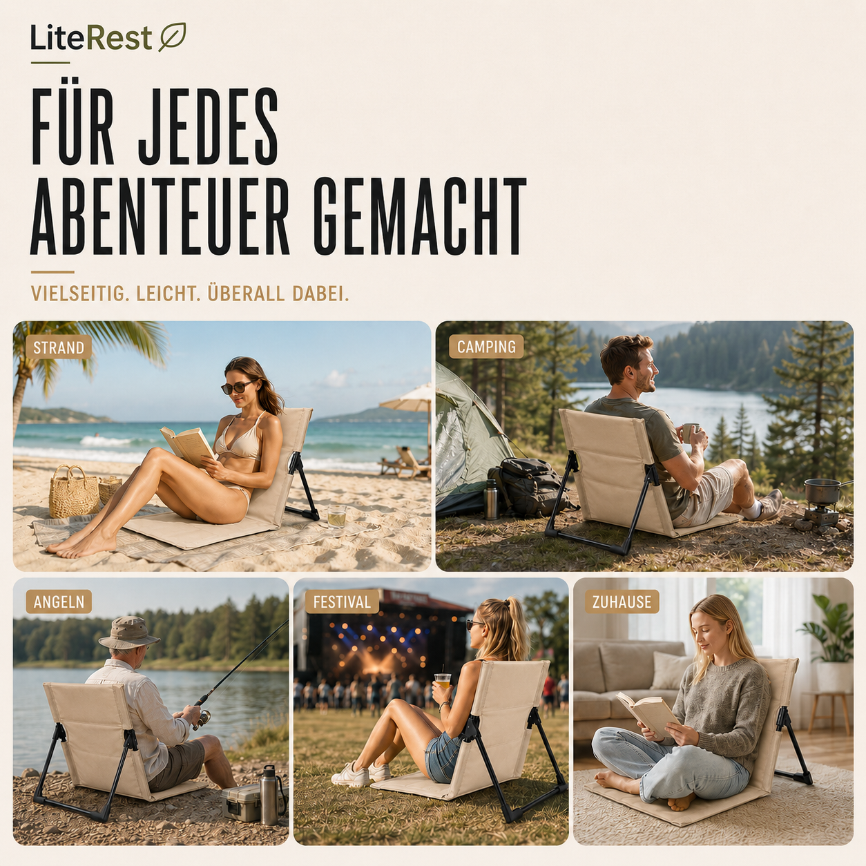 Faltbarer Outdoorstuhl ultraleicht & kompakt – LiteRest Campingstuhl