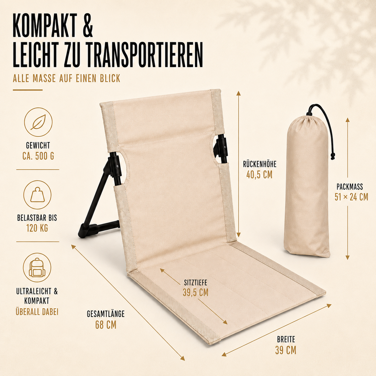 Faltbarer Outdoorstuhl ultraleicht & kompakt – LiteRest Campingstuhl