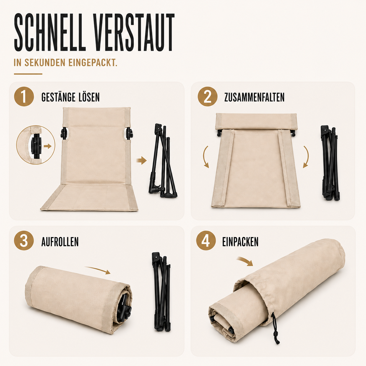 Faltbarer Outdoorstuhl ultraleicht & kompakt – LiteRest Campingstuhl