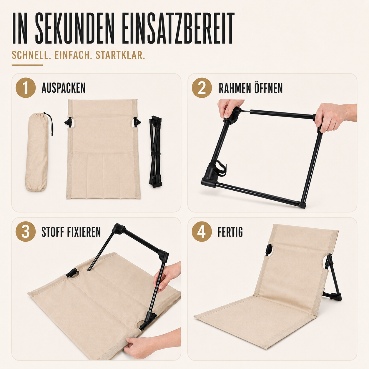 Faltbarer Outdoorstuhl ultraleicht & kompakt – LiteRest Campingstuhl