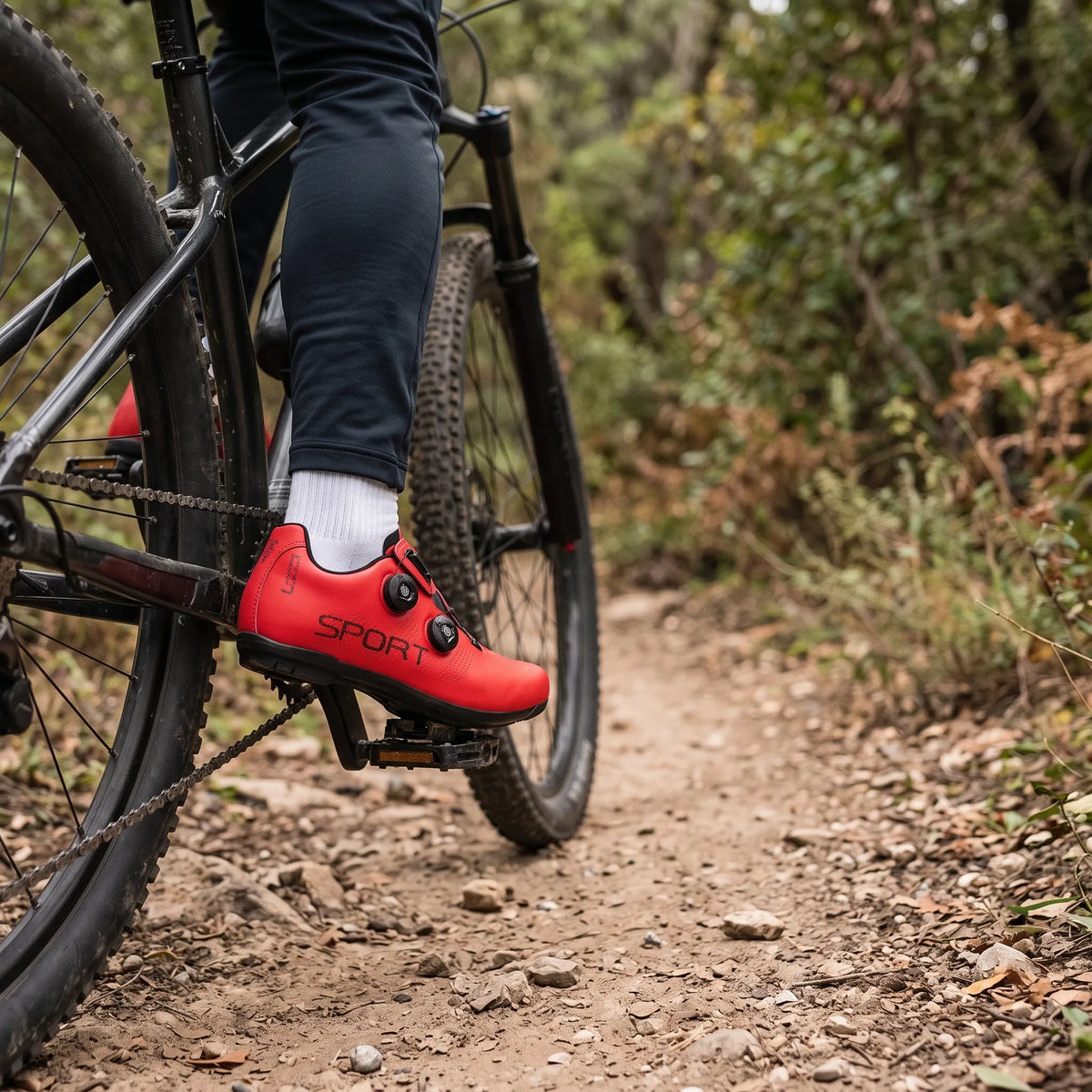 Flachpedal Schuh Mit Doppel-Drehverschluss Ohne Klickverbindung