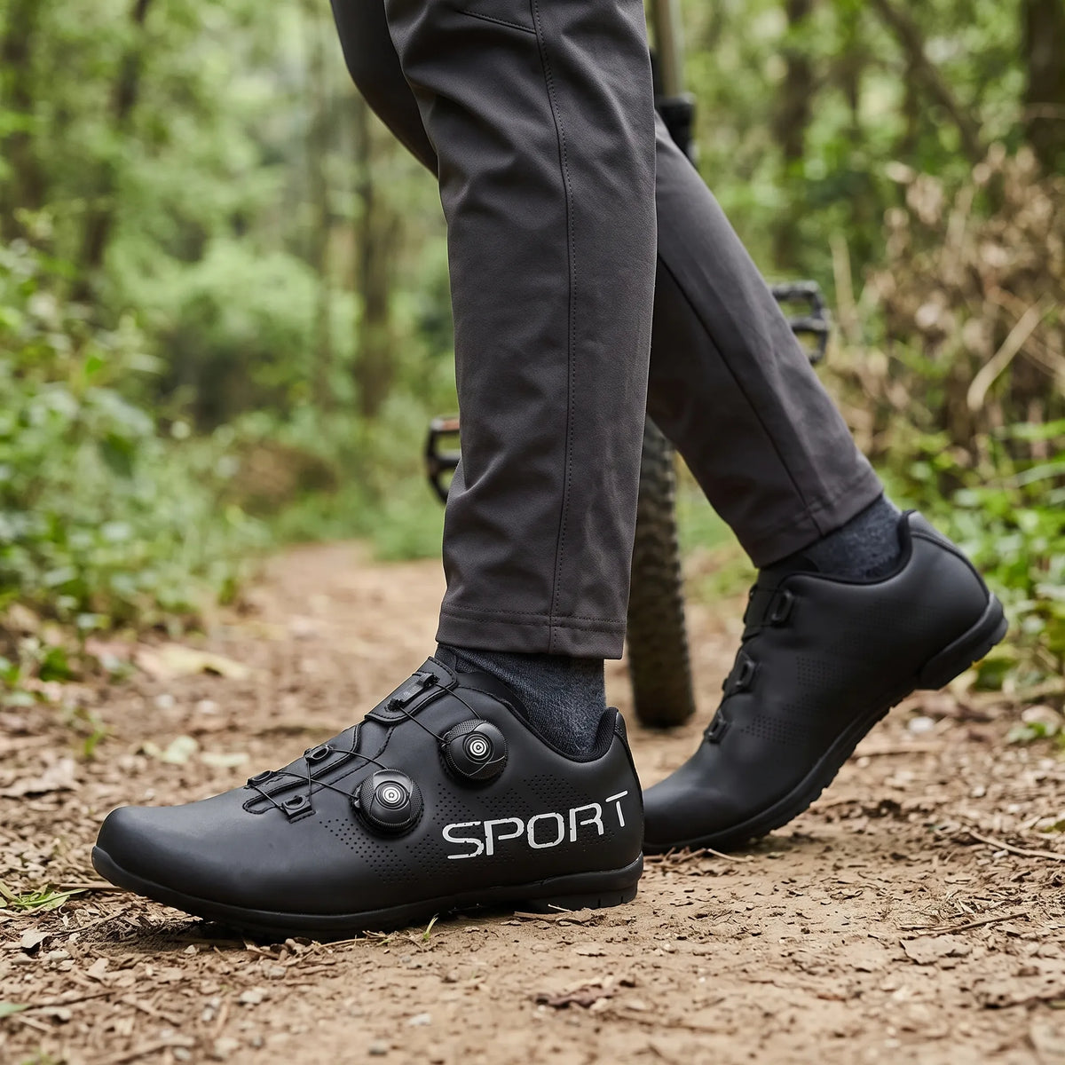 Flachpedal Schuh Mit Doppel-Drehverschluss Ohne Klickverbindung