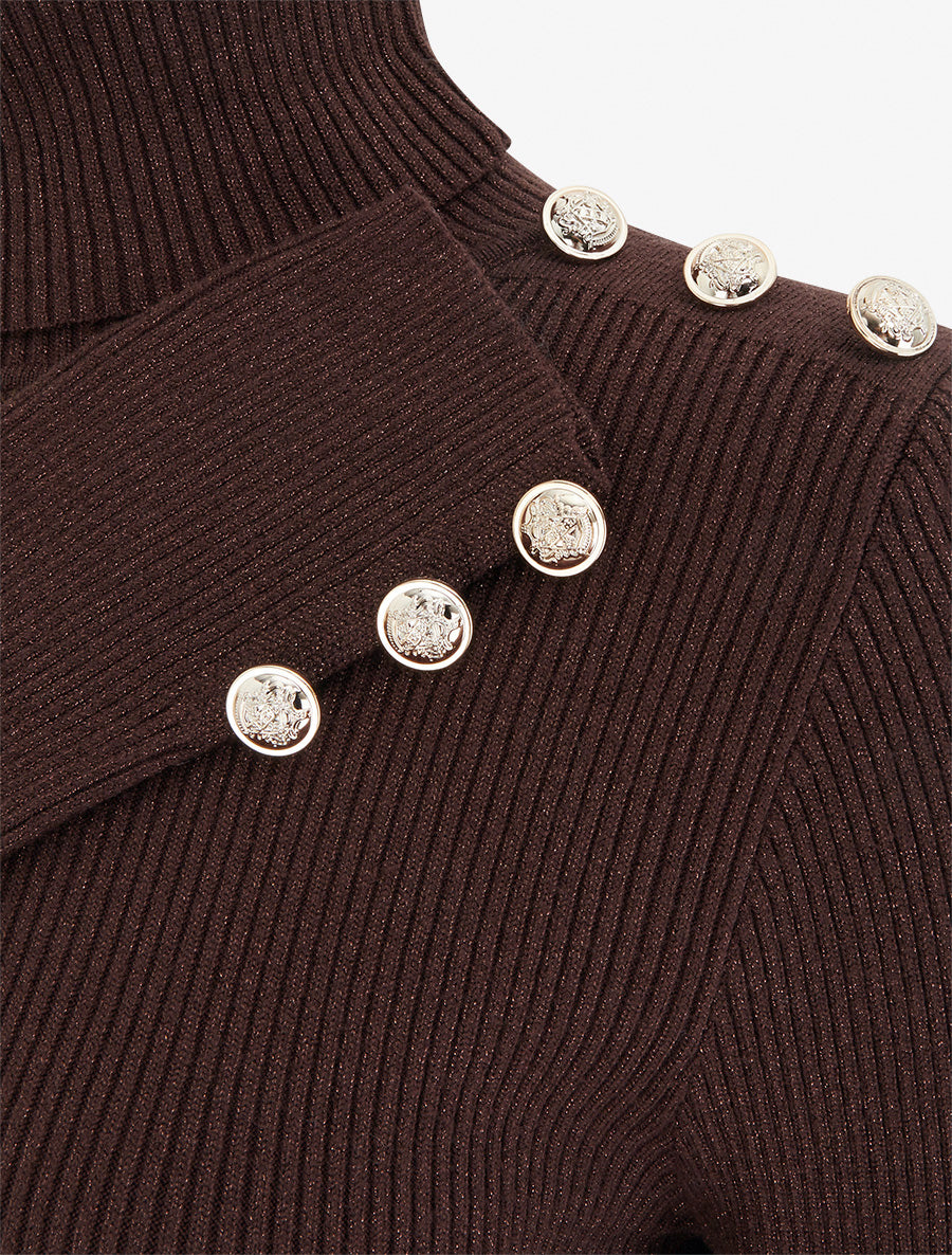 Pullover mit Glitzer-Strick Rollkragen