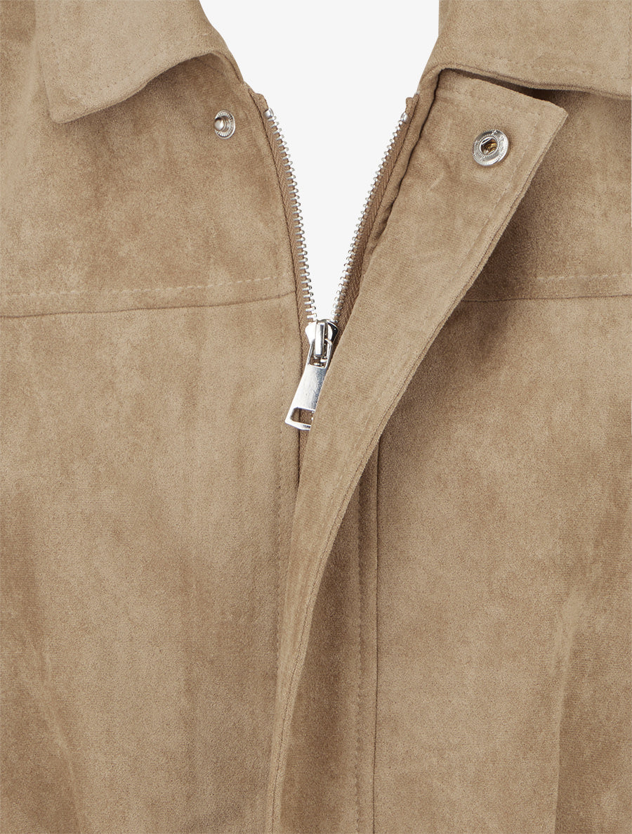 Bomber in Wildlederoptik mit Schulterklappen - Taupe