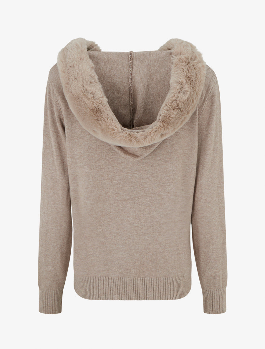 Sweat-Kapuzenjacke mit Kunstfell