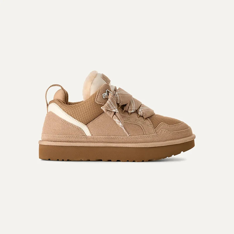 Gefütterte Wildleder-Plateau-Wintertrainer für Damen