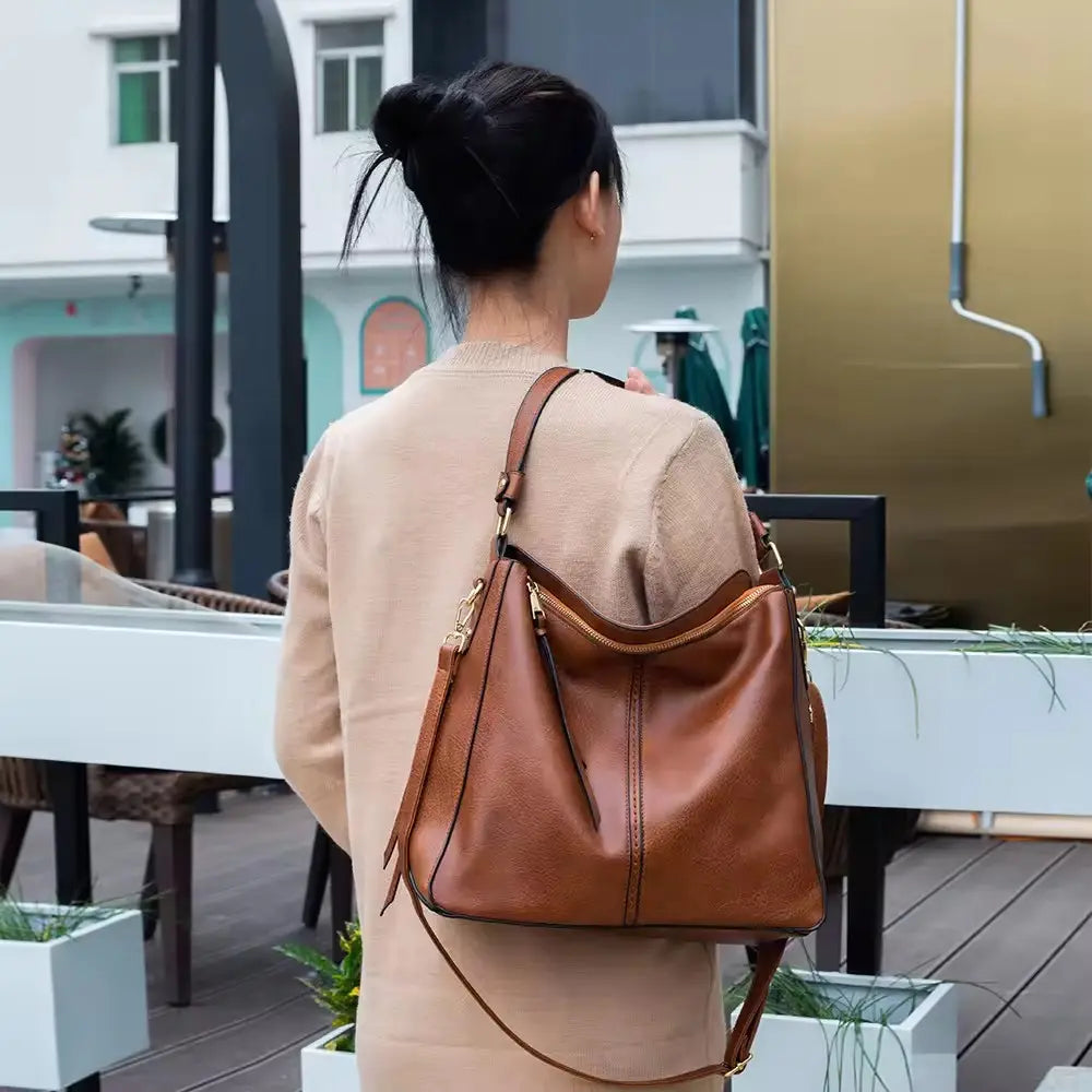 Luxuriöses Leder 3-teiliges Hobo-Taschen-Set