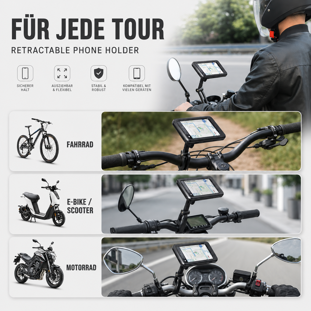 Handyhalterung wasserdicht 360° – FlexiRide Pro
