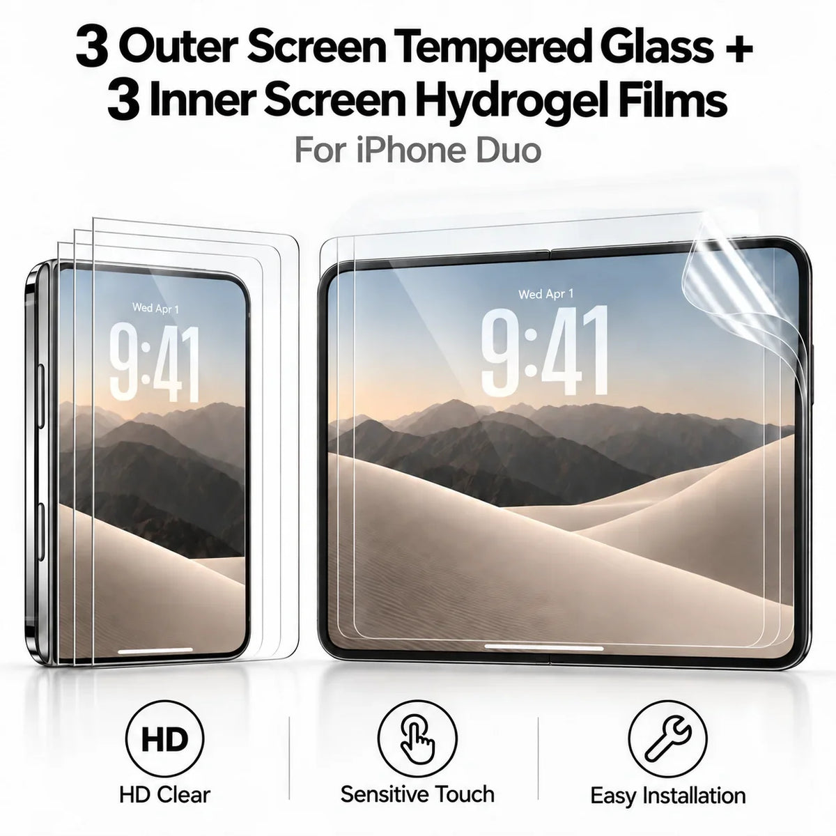 Displayschutzfolien für iPhone Duo innen und außen