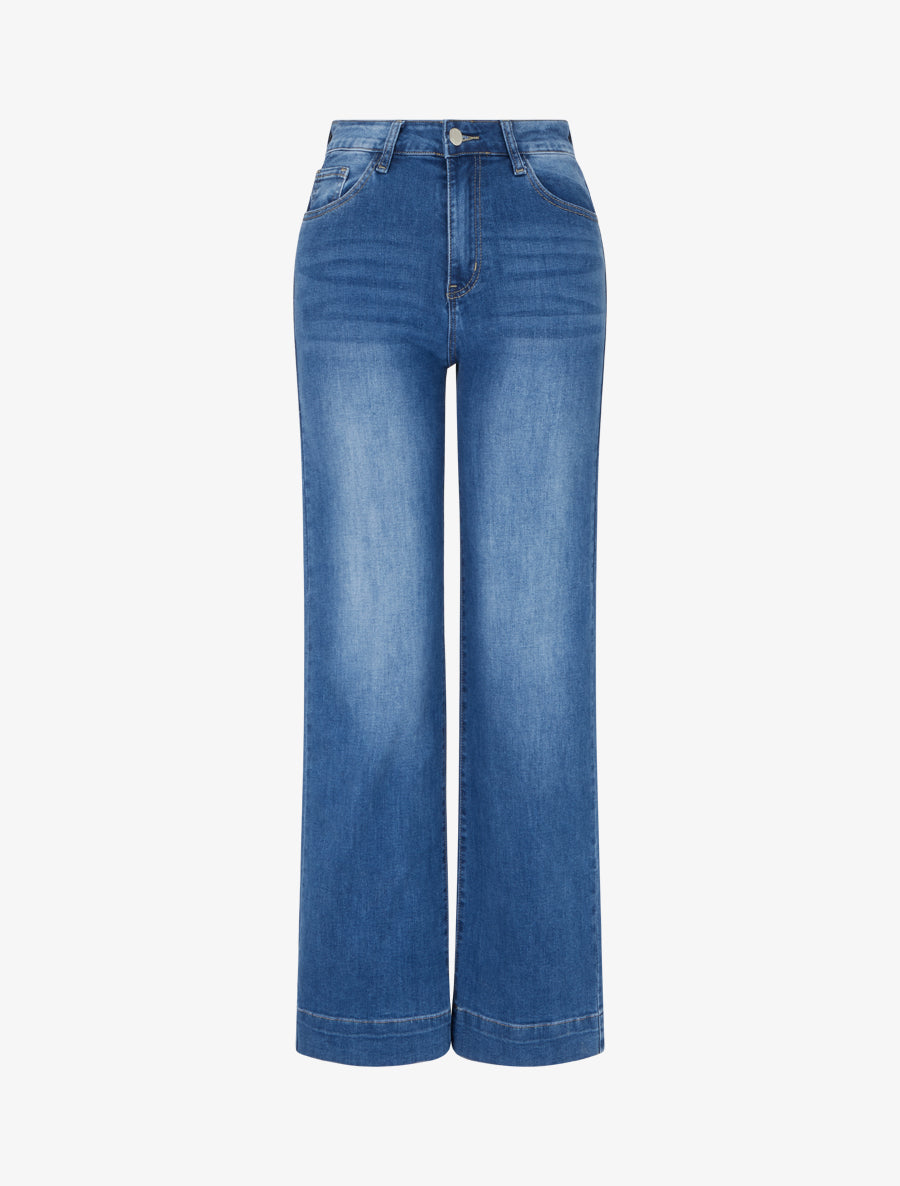 Gewaschene Straight Jeans mit 5 Taschen