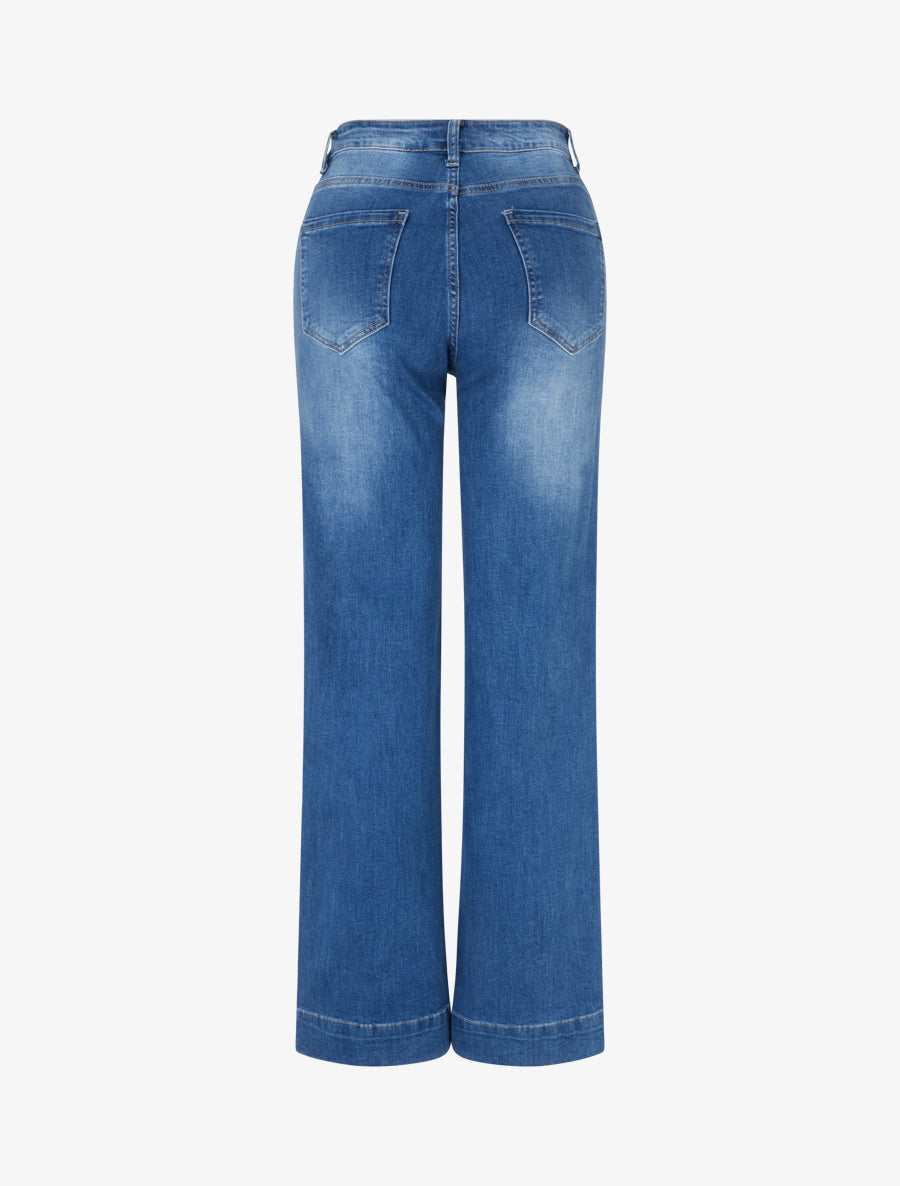 Gewaschene Straight Jeans mit 5 Taschen