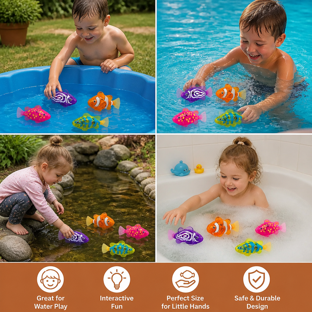 LED Schwimmende Fische Pool Spielzeug Set – Automatisch wasseraktivierte leuchtende Fische