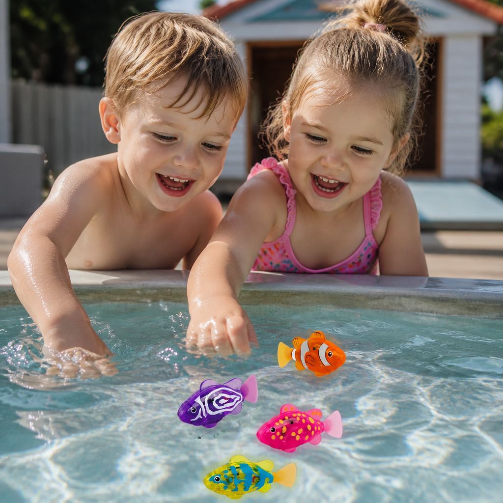 LED Schwimmende Fische Pool Spielzeug Set – Automatisch wasseraktivierte leuchtende Fische