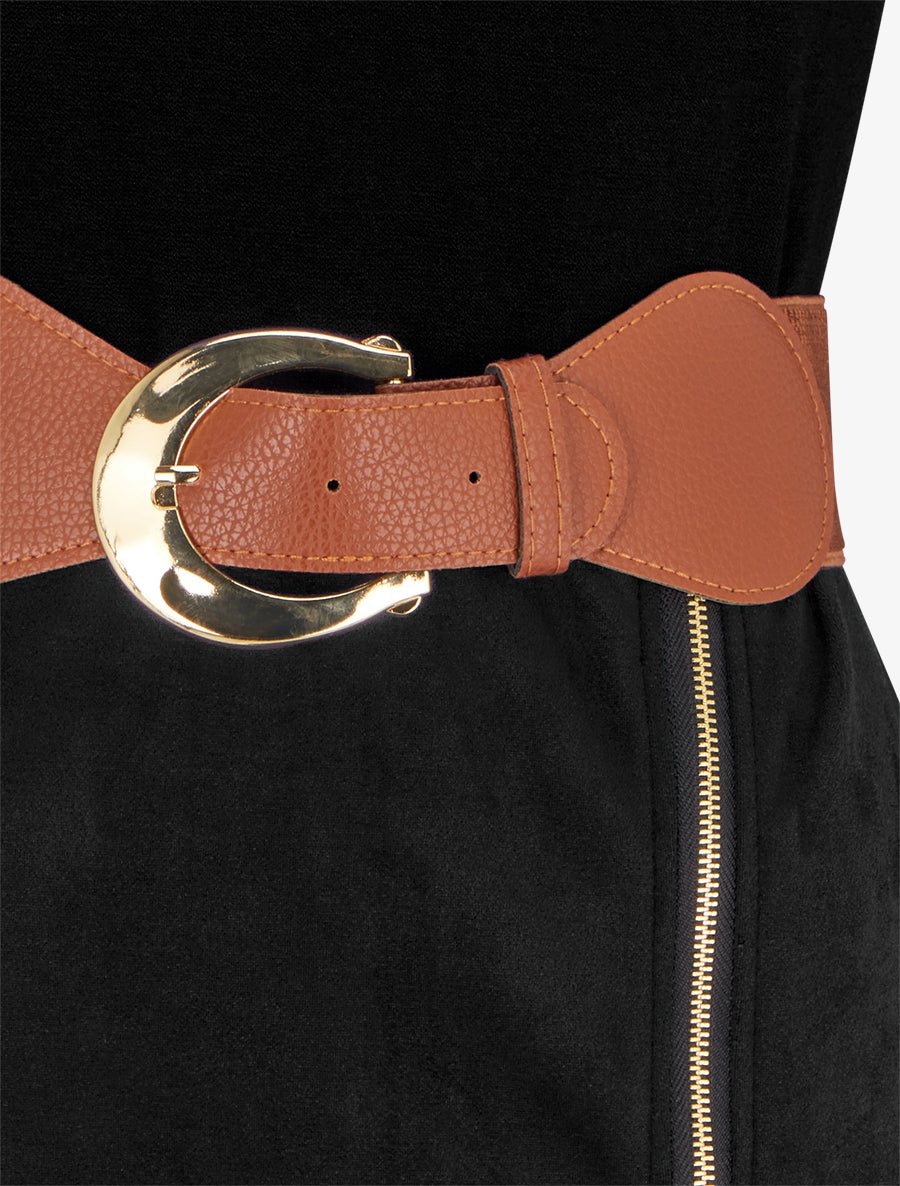 Gerades zweifarbiges Kleid mit Gürtel