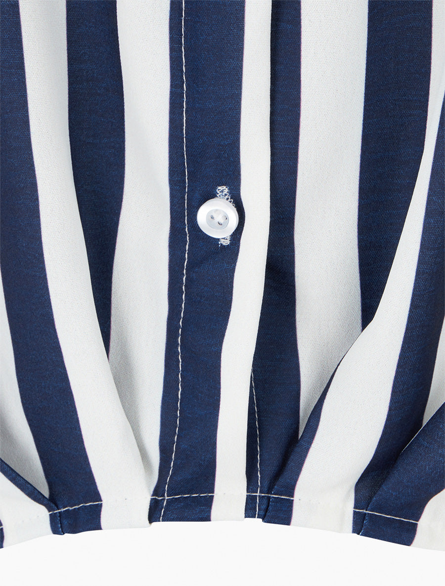 Gestreifte Hemdbluse mit Stehkragen
