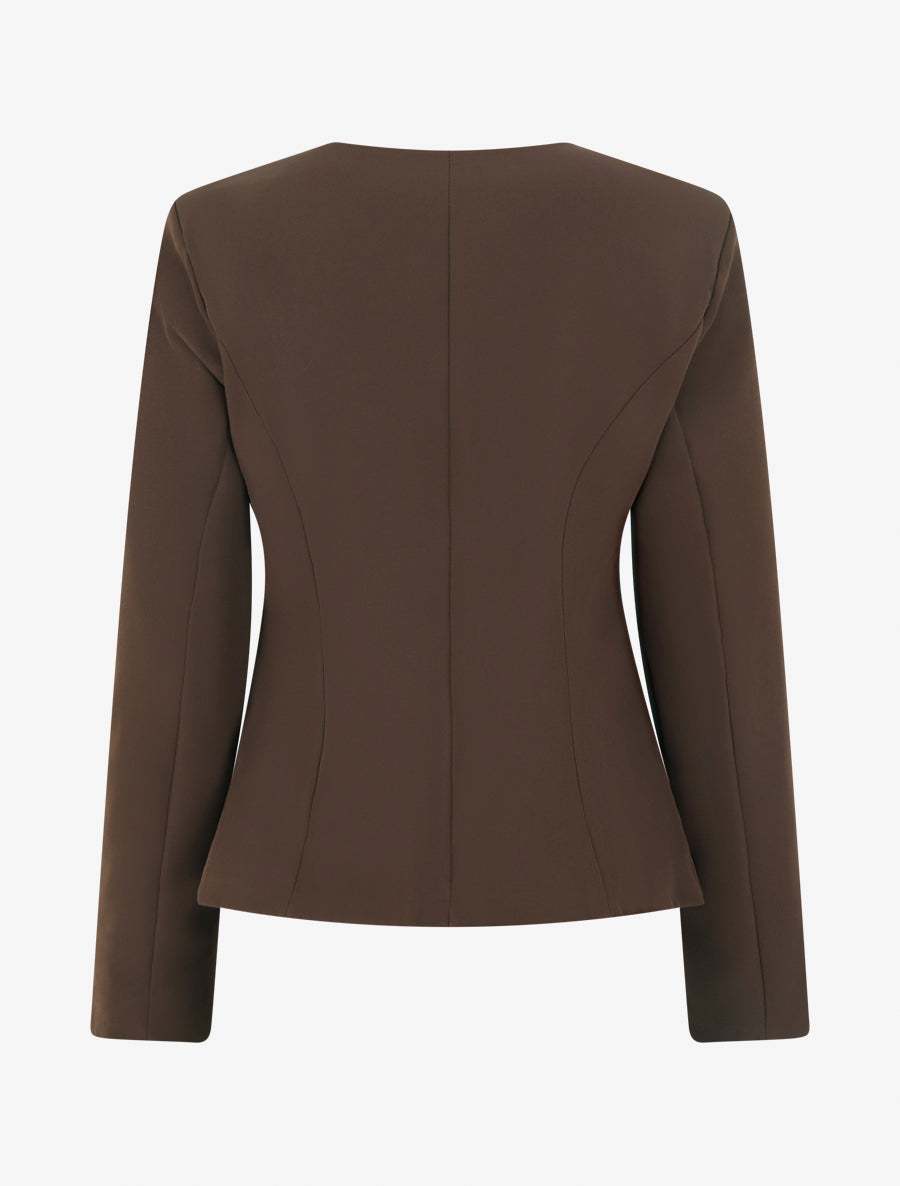 Taillierte Jacke mit Rundhalsausschnitt und Schulterpolstern